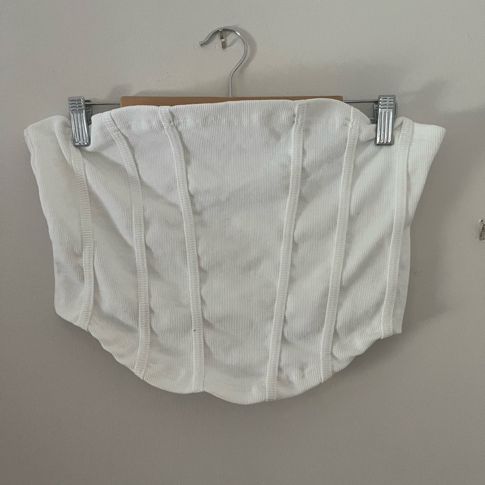 Missguided White Illusion Corset Cropped Tube Top | NWT